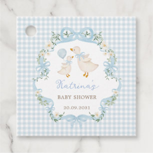 Silly Goose Blue Bow Floral Boy Baby Shower Favour Tags