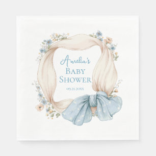 Silly Goose Blue Floral Baby Shower Napkins