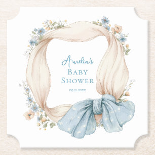 Silly Goose Blue Floral Paper Coaster