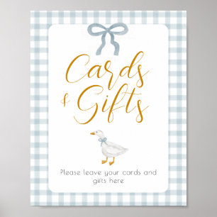 Silly Goose Blue Gingham Cards Gifts Table Sign