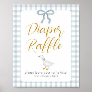 Silly Goose Blue Gingham Cottagecore Diaper Raffle Poster