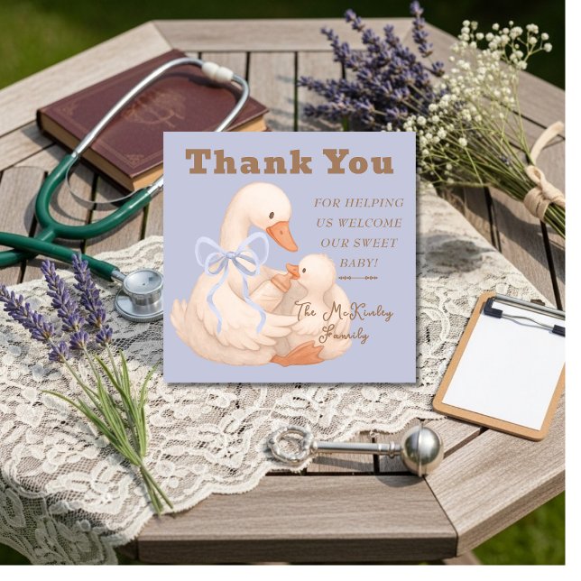 Silly Goose Blue Labor  Delivery NICU Hospital    Thank You Card (Silly Goose Blue Labor Delivery NICU Hospital Thank You Card)