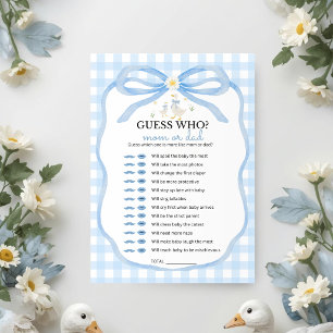 Silly Goose Blue Plaid   Guess Who Game Invitation