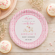 Silly Goose Blush Pink Gingham Baby Girl Shower