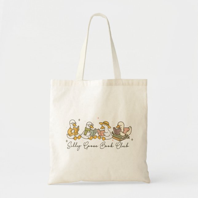 Silly Goose Book Club Tote Funny Bookworm Gift Bag (Front)