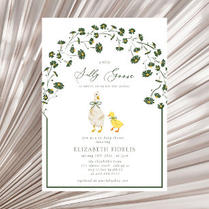  Silly Goose Bow Floral Daisy Baby Shower Invitation