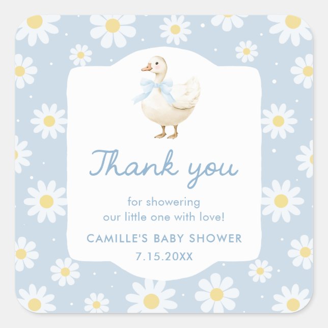 Silly Goose Boy Baby Shower Thank you Sticker (Front)
