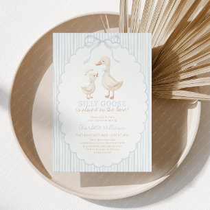 Silly Goose Boy Blue Baby Shower Invitation