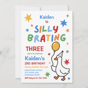 Silly Goose Boy Colourful 3rd Birthday Party Invitation