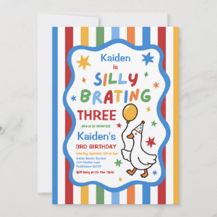 Silly Goose Boy Colourful 3rd Birthday Party Invitation