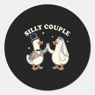Silly Goose Bride &amp; Groom Wedding Bachelorette Classic Round Sticker