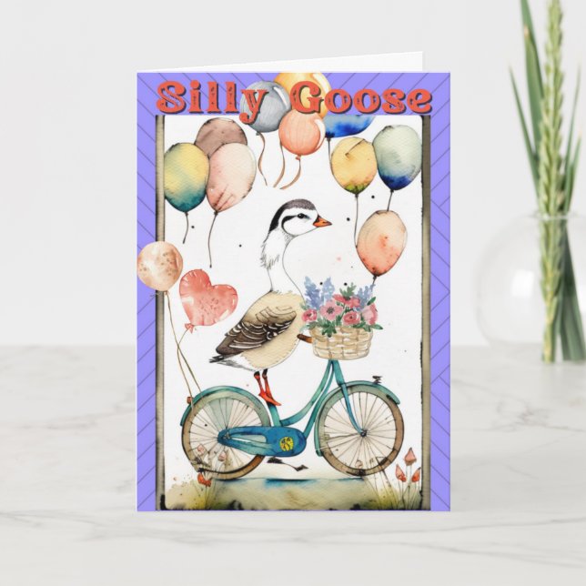 Silly Goose Card Balloons Greetings Card Birthday  (Front)