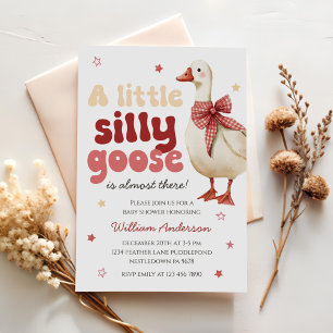Silly Goose Christmas Bow Baby Shower Invitation
