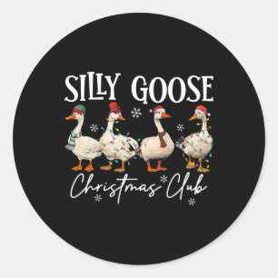 Silly Goose Christmas Club Funny Christmas Lights Classic Round Sticker