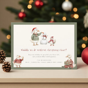 Silly Goose Christmas Snowman Watercolor  Holiday Card