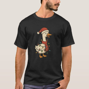 Silly Goose Christmas Tree Lights Funny Santa Hat T-Shirt