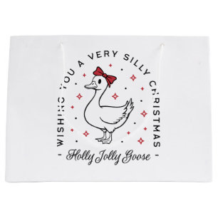 Silly goose Christmas wishes preppy coquette Large Gift Bag