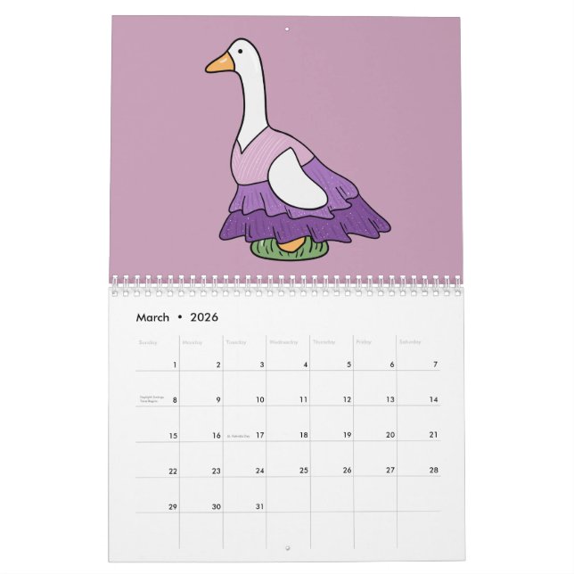 Silly Goose (Color Pop Version) Calendar (Mar 2026)