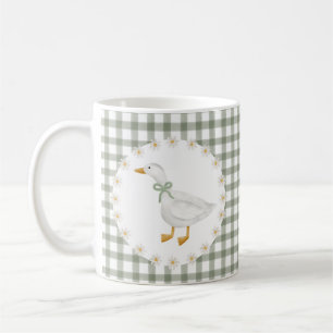 Silly Goose Cottagecore Green Gingham Baby Shower Coffee Mug