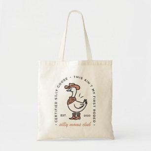 Silly goose cowgirl mum club funny country animal tote bag
