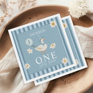 Silly Goose Daisy Boy 1st Birthday Party Napkin