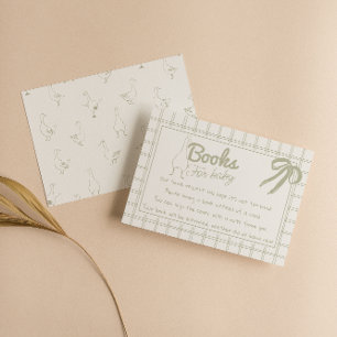 Silly Goose Drawn neutral Gingham  Book Request Enclosure Card