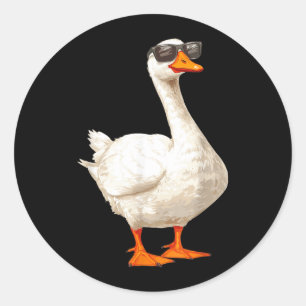Silly Goose Duck wearing Sunglasses Funny Graphic Classic Round Sticker