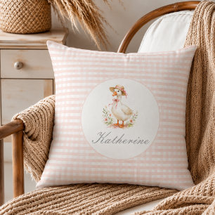 Silly Goose Elegant Pink Girls Custom Name Cushion