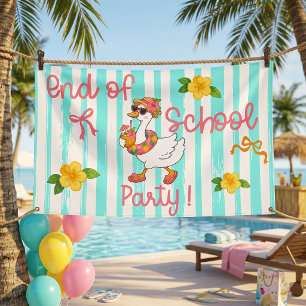 Silly Goose End Of School Party Stripes Banner
