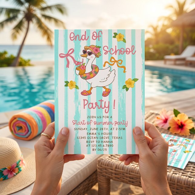 Silly Goose End Of School Stripes Invitation (Creator Uploaded)