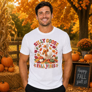Silly Goose Fall Vibes Faux Crochet Goose Unisex T-Shirt