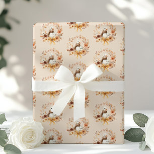 Silly Goose Fall Wreath Baby shower Wrapping Paper