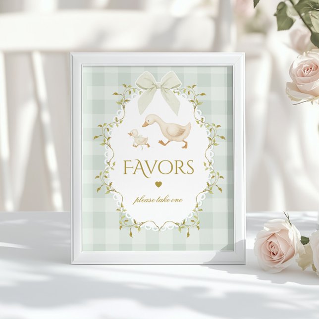 Silly Goose Favours Sage Gingham Baby Shower Poster (Creator Uploaded)