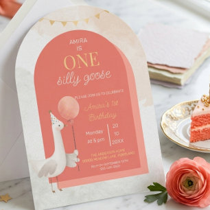 Silly Goose First Birthday Invitation Personalized