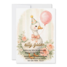 Silly Goose First Birthday Invitation | Watercolor