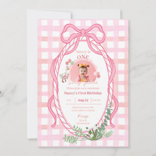 Silly Goose First Birthday Pink Photo Invitation