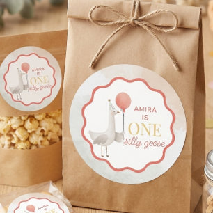 Silly Goose First Birthday Sticker Personalized