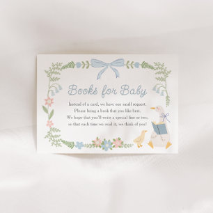 Silly Goose Floral Blue Bow Books for Baby Enclosure Card