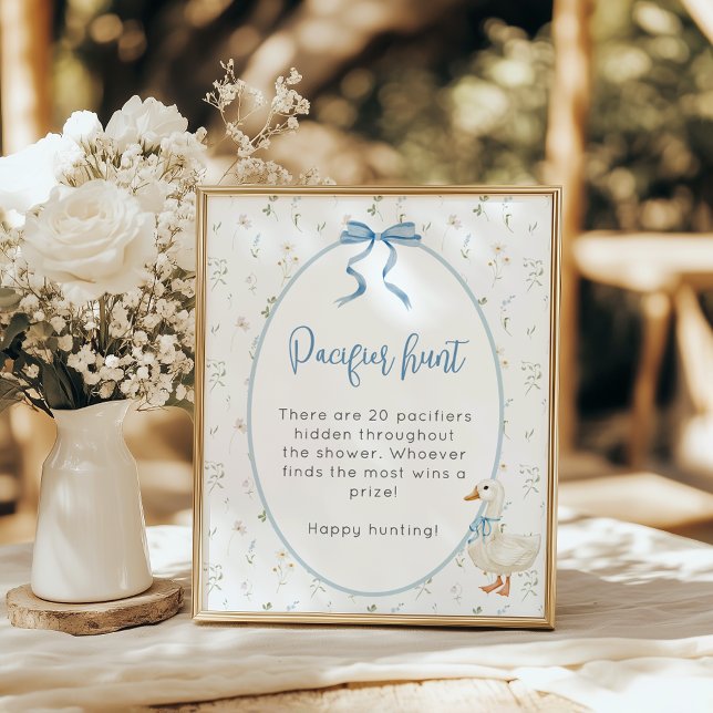 Silly Goose Floral Pacifier hunt Boy Baby Shower  Poster (Creator Uploaded)