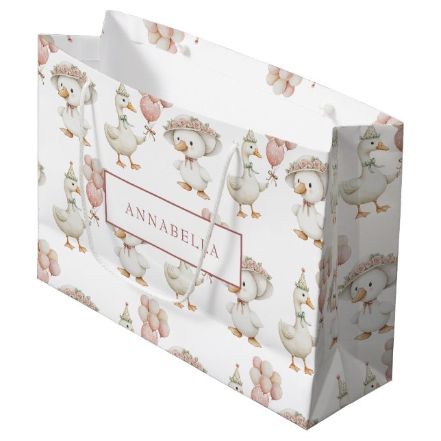 Silly Goose Flower Garden Mushroom 1st Birthday Large Gift Bag (Front Angled)