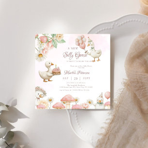 Silly Goose Flower Garden Mushroom Baby Shower  Invitation