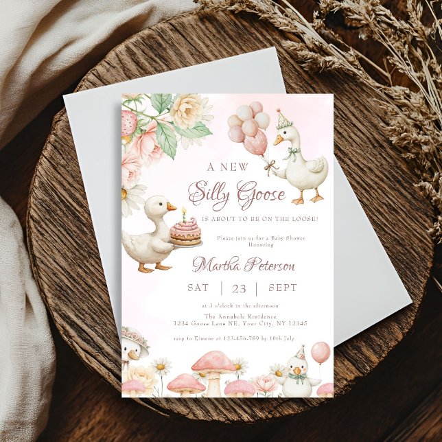 Silly Goose Flower Garden Mushroom Baby Shower Invitation (Creator Uploaded)