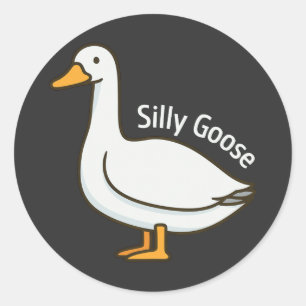 Silly Goose Funny Cartoon Goose Classic Round Sticker