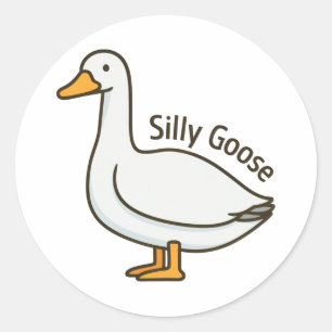 Silly Goose Funny Cartoon Goose Classic Round Sticker