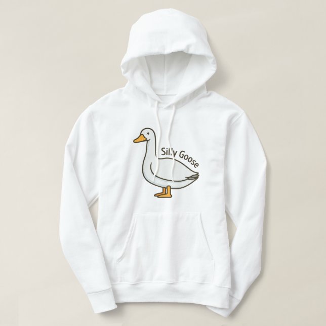Silly Goose Funny Cartoon Goose Hoodie (Design Front)