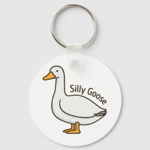 Silly Goose Funny Cartoon Goose Key Ring