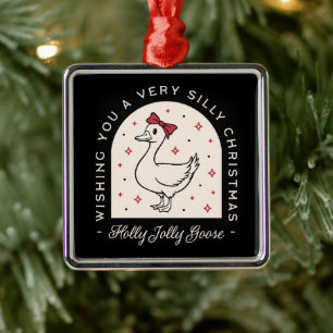 Silly goose funny farm animal Christmas black Metal Tree Decoration