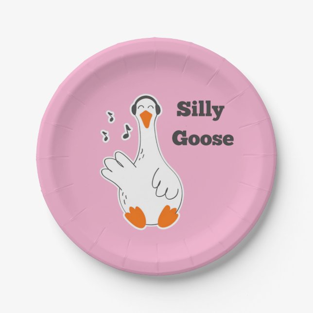 Silly goose, Funny Goose, Goose Lover Paper Plate (Front)