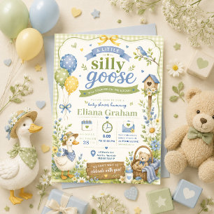 Silly Goose Gender Neutral Baby Shower flowers Inv Invitation