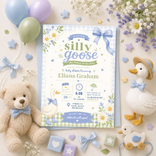 Silly Goose Gender Neutral Baby Shower flowers Invitation